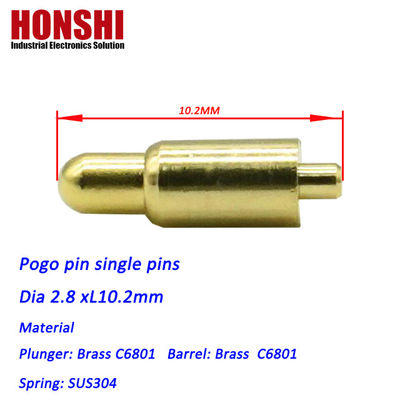 2.8mm Pogo Pin conector Tipo de baño Pogo Pin de latón dorado