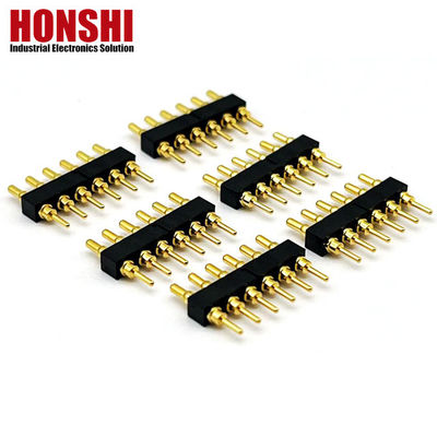 Conector de pin Pogo femenino 6P Revestido de oro H2.5 Tipo de contacto de latón para PCB de alta corriente