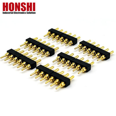 Conector de pin Pogo femenino 6P Revestido de oro H2.5 Tipo de contacto de latón para PCB de alta corriente