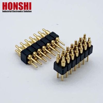 Conector de pin Pogo femenino 6P Revestido de oro H2.5 Tipo de contacto de latón para PCB de alta corriente