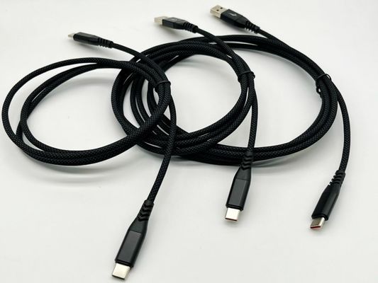1m Black USB Molded Cable Assembly UL2725 28Awg para sincronización y carga rápida de datos