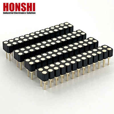 2.54mm PCB de doble fila H3.0mm 7.4mm de latón recto Conector de cabeza femenino redondo mecanizado