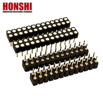 2.54mm PCB de doble fila H3.0mm 7.4mm de latón recto Conector de cabeza femenino redondo mecanizado