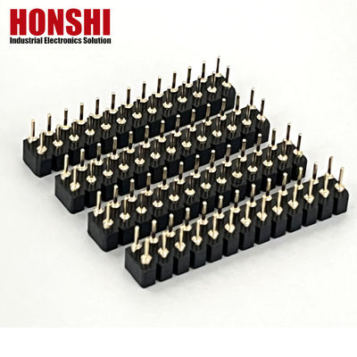 2.54mm PCB de doble fila H3.0mm 7.4mm de latón recto Conector de cabeza femenino redondo mecanizado
