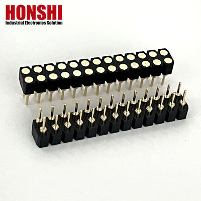 2.54mm PCB de doble fila H3.0mm 7.4mm de latón recto Conector de cabeza femenino redondo mecanizado