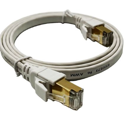 Cable Ethernet blanco de 1m Cat8 personalizado para conexión a red Cable LAN de conector Rj45