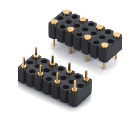 5.08mm Pitch Pogo Pin Conector Tipo de Bajo Femenino 8 Pin 4.0mm Tres filas de resorte cargado
