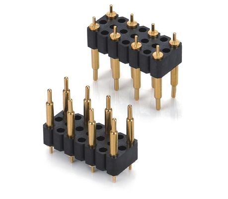 5.08mm Pitch Pogo Pin Conector Tipo de Bajo Femenino 8 Pin 4.0mm Tres filas de resorte cargado