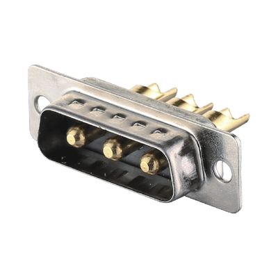 2 - 64 Pin Power D Sub Conector masculino 3W3 Tipo de soldadura negro / azul de latón empapado
