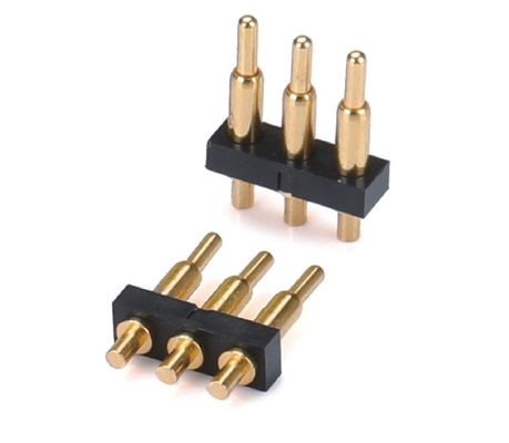 Una fila de 3 pines de 1,5 mm Tipo Dip Revestido de oro de latón Pogo Pin Conector de 2,54 mm de ancho