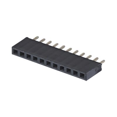 Conector de cabecera femenino 1 * 40 PA6T Conector de ángulo derecho negro 2.54mm Pitch H8.5mm