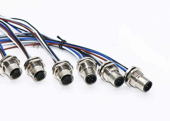 Conector de alambre circular de la serie M12 Enchufe de 12 pernos Montaje del panel de tornillo trasero