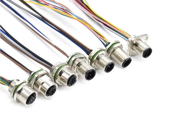 Conector de alambre circular de la serie M12 Enchufe de 12 pernos Montaje del panel de tornillo trasero