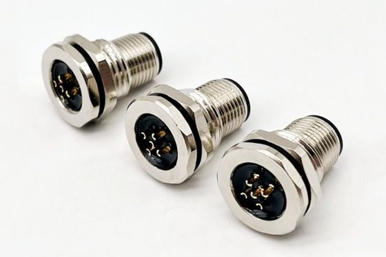 Conector circular de la serie M12 enchufe masculino de 5 pines para el tornillo trasero