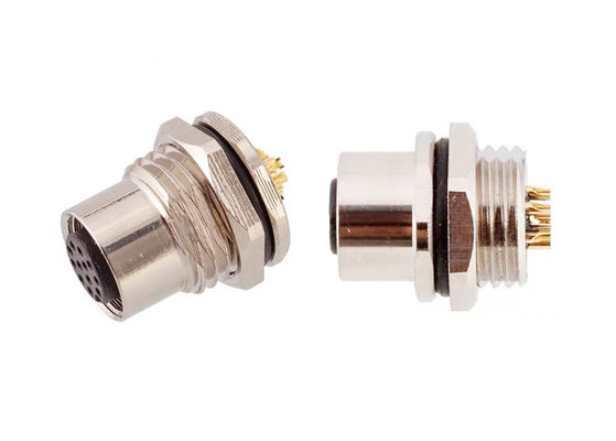 Conector de alambre circular de la serie M12 Enchufe de 12 pernos Montaje del panel de tornillo trasero