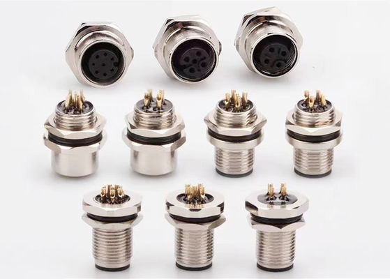 Conector de alambre circular de la serie M12 Enchufe de 12 pernos Montaje del panel de tornillo trasero