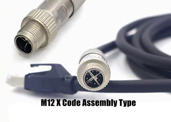 Conector de código circular M12 X Ethernet 8 pin Conector de conector de conector de conector de conector de conector de conector de conector