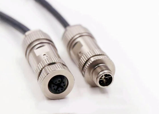 Conector de alambre circular de aleación de zinc con concha M12 8 pin Conjunto de conector Ethernet masculino