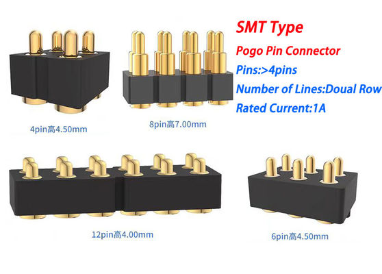 Conector de 6 pines Pogo Pin femenino y conector de contacto de resorte para SMD Pcb personalizable