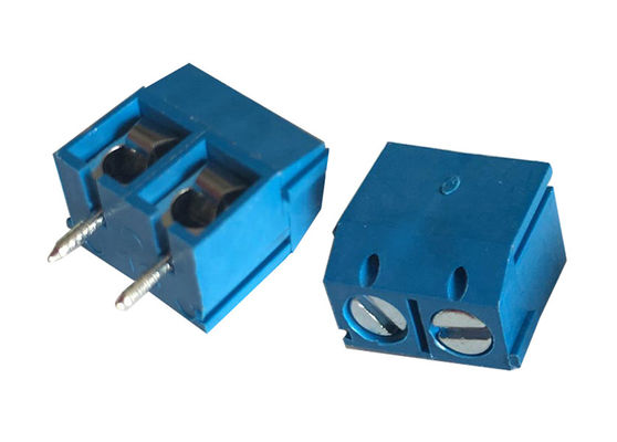 5.00mm Pitch 02p Conector de PCB recto femenino Conector de bloque de terminal azul