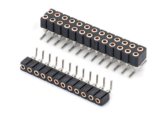 2.0mm Conector de cabeza de alfiler femenino redondo mecanizado PCB de doble fila H2.8mm 7.4mm
