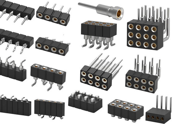Conector de cabezal de pin redondo de PCB de doble fila cabezal femenino mecanizado 1.27mm 2.0mm 2.54mm