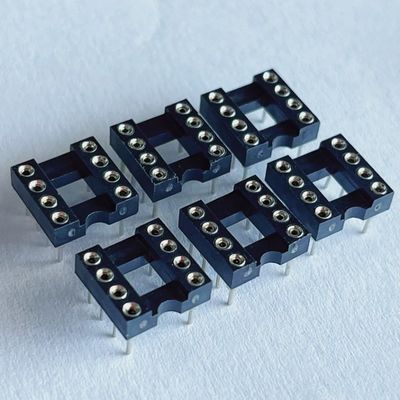 2.54mm 8 Pin IC conector de toma de corriente femenino cabeza de pin recto PBT material de aislamiento negro
