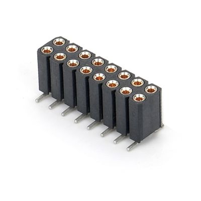 2.54mm doble fila H7.0mm SMT PCB de latón mecanizado conector de cabeza redondo femenino PA6T Negro