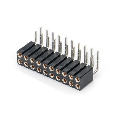 2.54mm doble fila H7.0mm SMT PCB de latón mecanizado conector de cabeza redondo femenino PA6T Negro