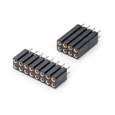 2.54mm doble fila H7.0mm SMT PCB de latón mecanizado conector de cabeza redondo femenino PA6T Negro