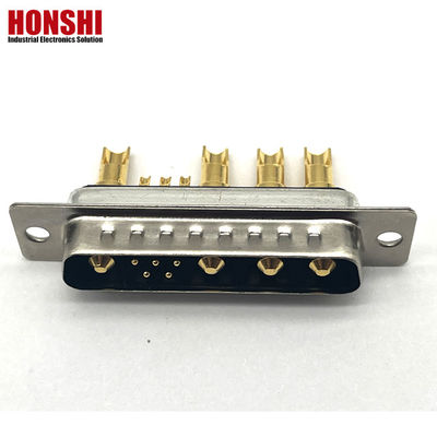 9w4 Comunicación de alambre de soldadura D Sub conector dorado macho de alta corriente mixta 5 + 4 núcleo