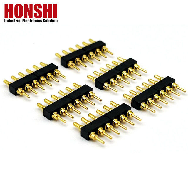 Conector de pin Pogo femenino 6P Revestido de oro H2.5 Tipo de contacto de latón para PCB de alta corriente