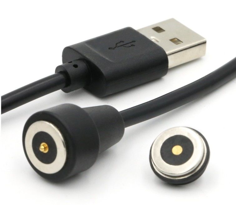 Cable de carga de alta corriente 3.0a USB 2 pin Adaptador de carga de energía circular Pogo pin magnético