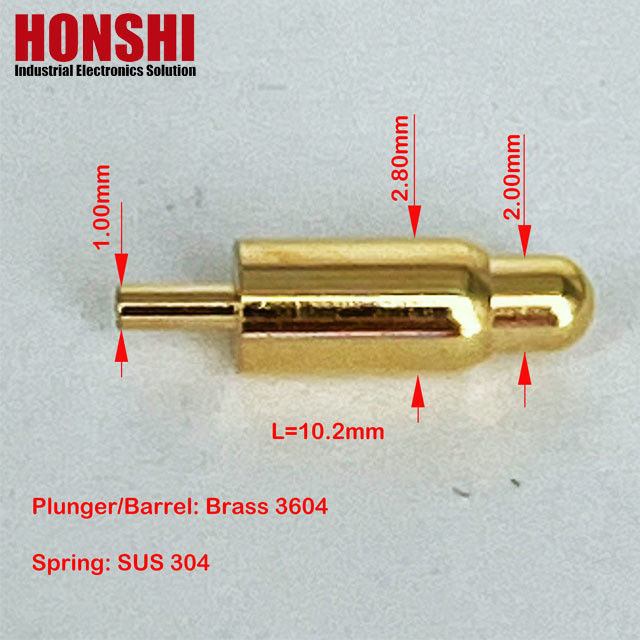 Dia 2.8mm Conector de pines de Pogo masculino longitud 10.2mm Tipo de inmersión