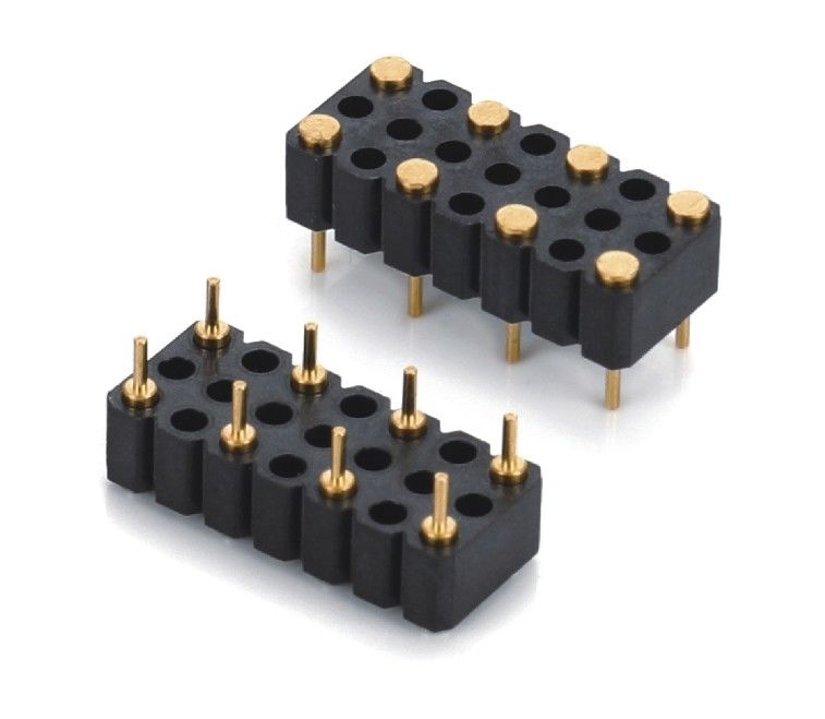 5.08mm Pitch Pogo Pin Conector Tipo de Bajo Femenino 8 Pin 4.0mm Tres filas de resorte cargado