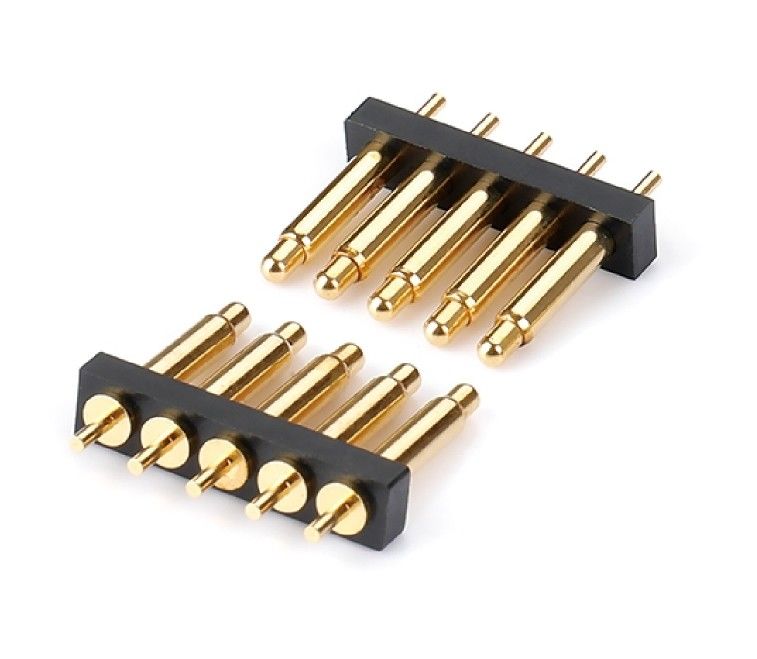 2.54mm Pitch Hombre 5 pines de conector de PCB de resorte cargado Pogo Pin conector Tipo de inmersión