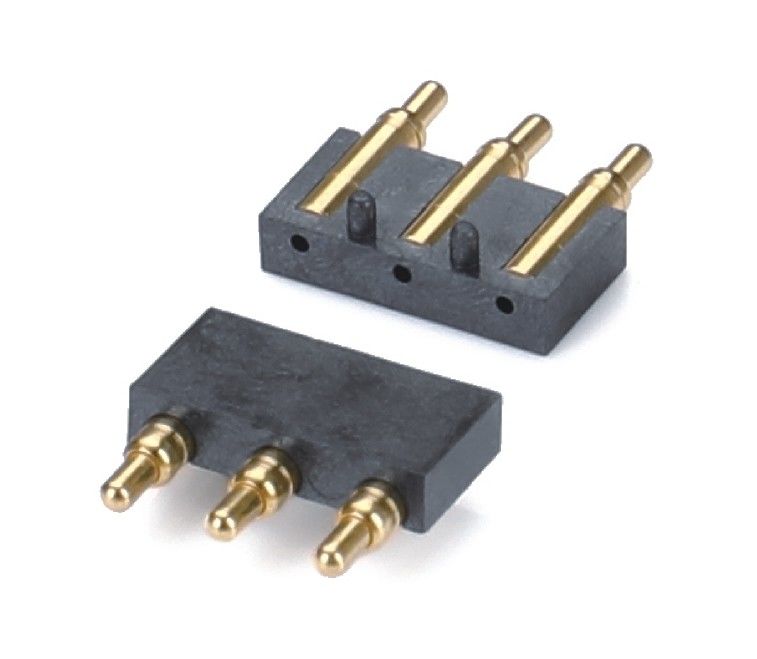 2.5mm de latón C6801 3 pin SMT Tipo de cabeza masculino Pogo Pin Conector negro de plástico