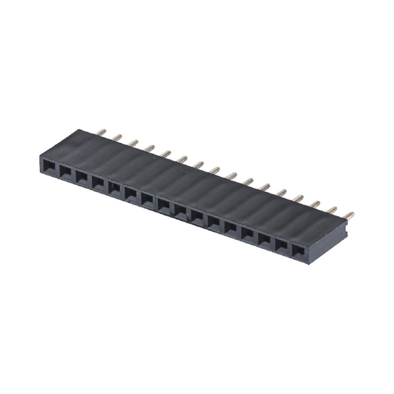 Conector de cabecera femenino 1 * 40 PA6T Conector de ángulo derecho negro 2.54mm Pitch H8.5mm
