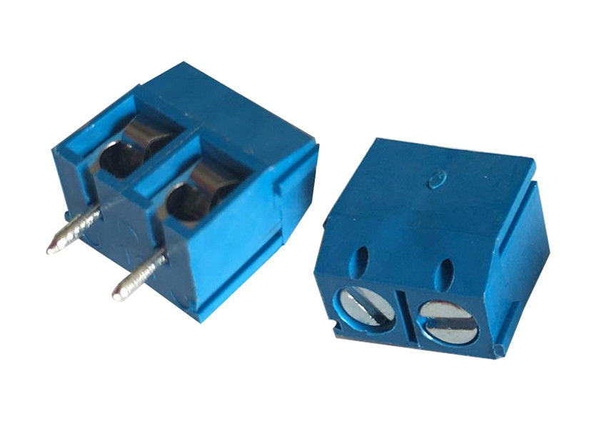 5.00mm Pitch 02p Conector de PCB recto femenino Conector de bloque de terminal azul