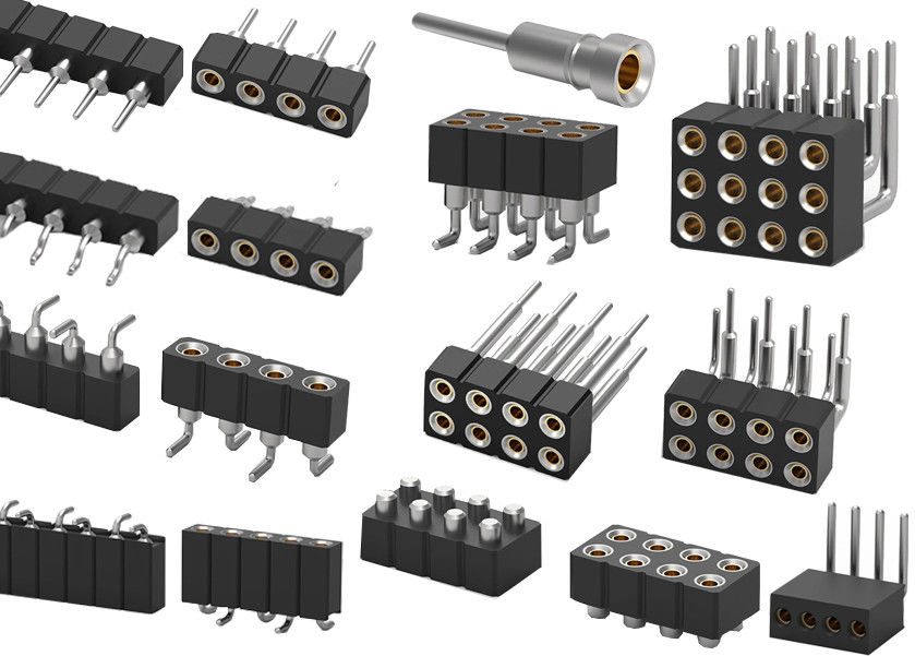Conector de cabezal de pin redondo de PCB de doble fila cabezal femenino mecanizado 1.27mm 2.0mm 2.54mm