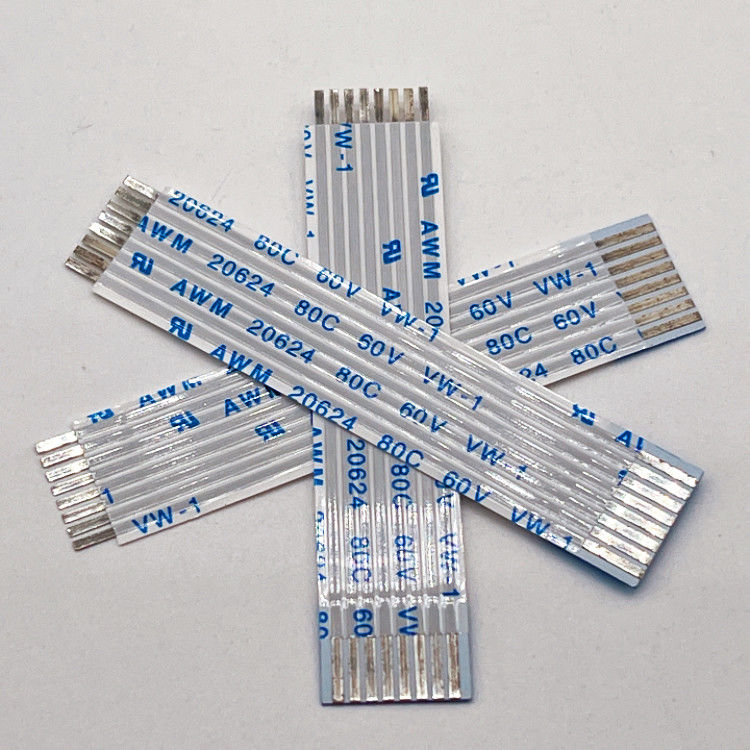 UL20624 1.25mm 8Pin FFC Cable de cinta 80C 60V 100mm Cable de cinta flexible y plano