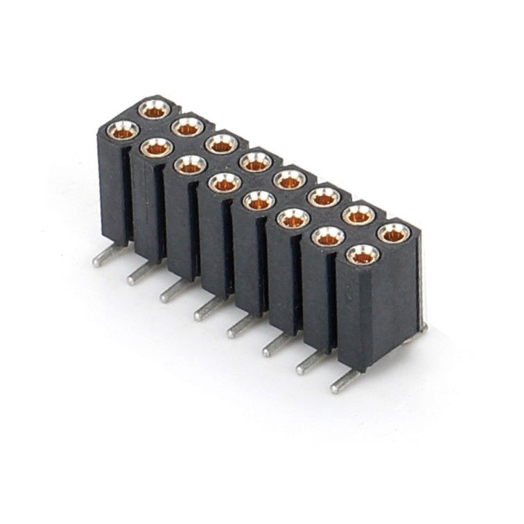 2.54mm doble fila H7.0mm SMT PCB de latón mecanizado conector de cabeza redondo femenino PA6T Negro