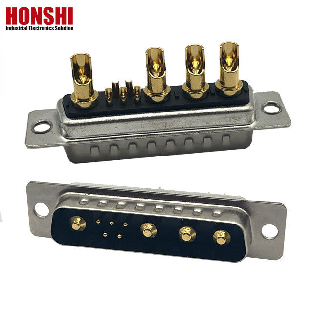 9w4 Comunicación de alambre de soldadura D Sub conector dorado macho de alta corriente mixta 5 + 4 núcleo
