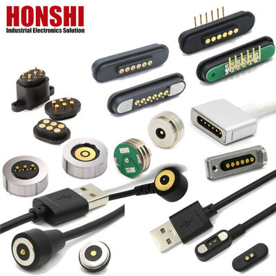 Conector de pin de Pogo magnético de alta corriente 1A 2A 3A 5A 10A cargado con resorte