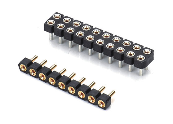2.0mm Conector de cabeza de alfiler femenino redondo mecanizado PCB de doble fila H2.8mm 7.4mm